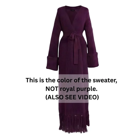 HANIFA MIYA KNIT CARDIGAN DRESS IN EGGPLANT /PLUM - Picture 8 of 11